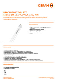 Datenblatt OSRAM LED Röhre SUBSTITUBE T8 15,1W 3.000K
