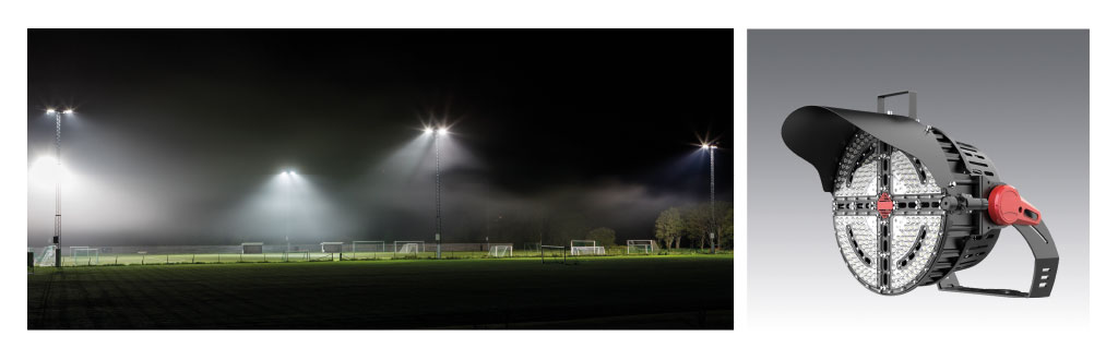 Bild von dem Flutlicht Merina und einem Fußballplatz