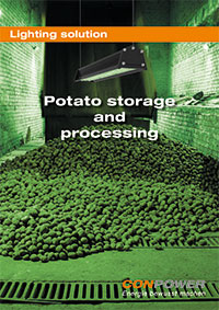 Flyer lighting solution potato storage and processing