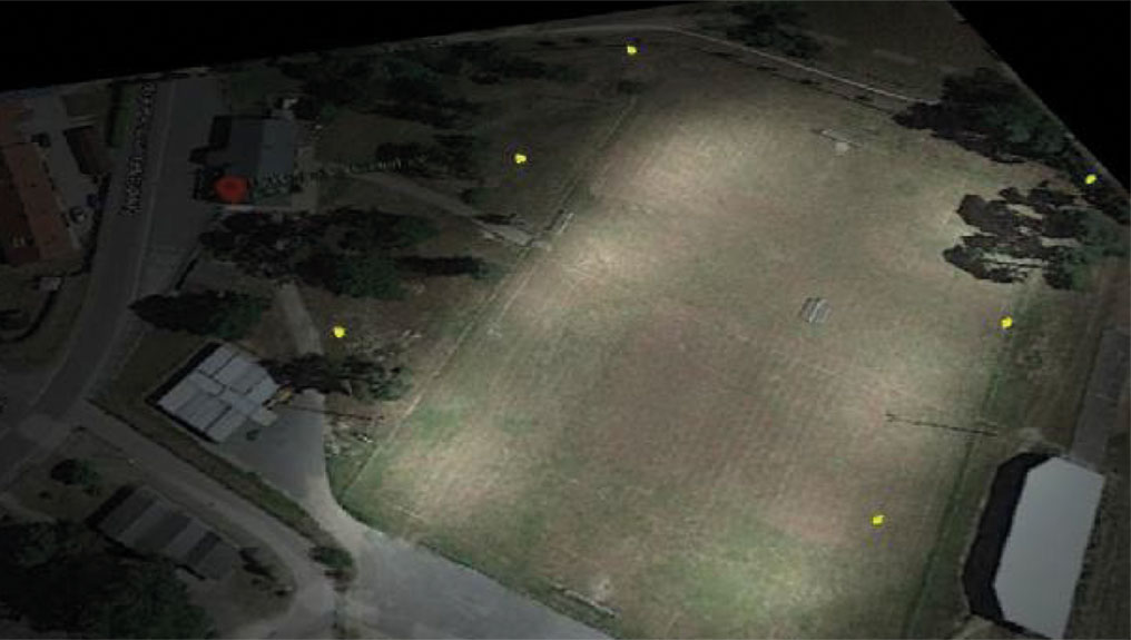 Bild eines Fußballplatzes mit Beleuchtungsszenario 2